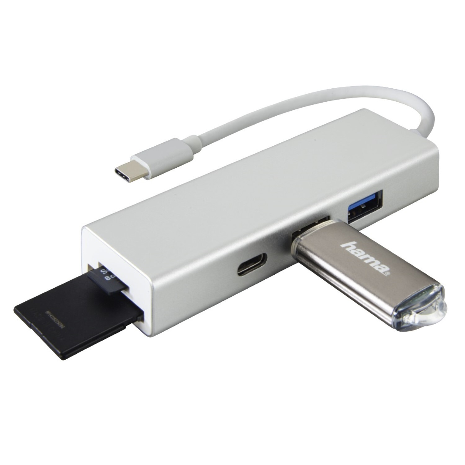 Rozbočovač USB 3.1 typu C 1:3 + čítačka kariet