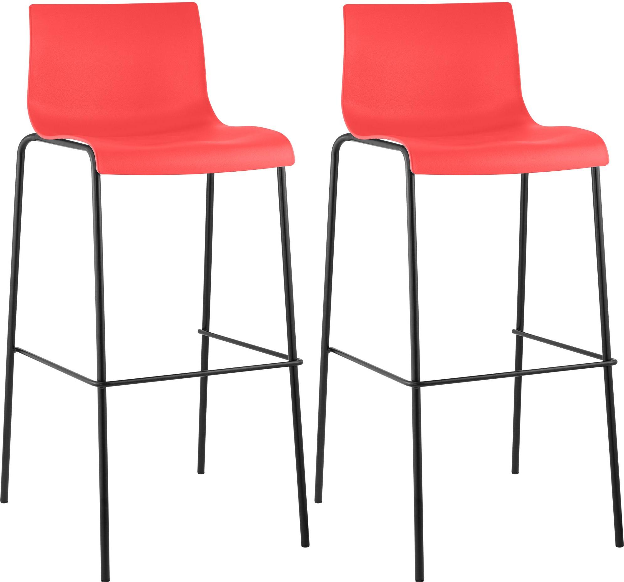 CLP 2er Set Barhocker Hover Kunststoff 4-Fuß Gestell 4-Fuß Gestell rot Gestell Farbe schwarz 304470