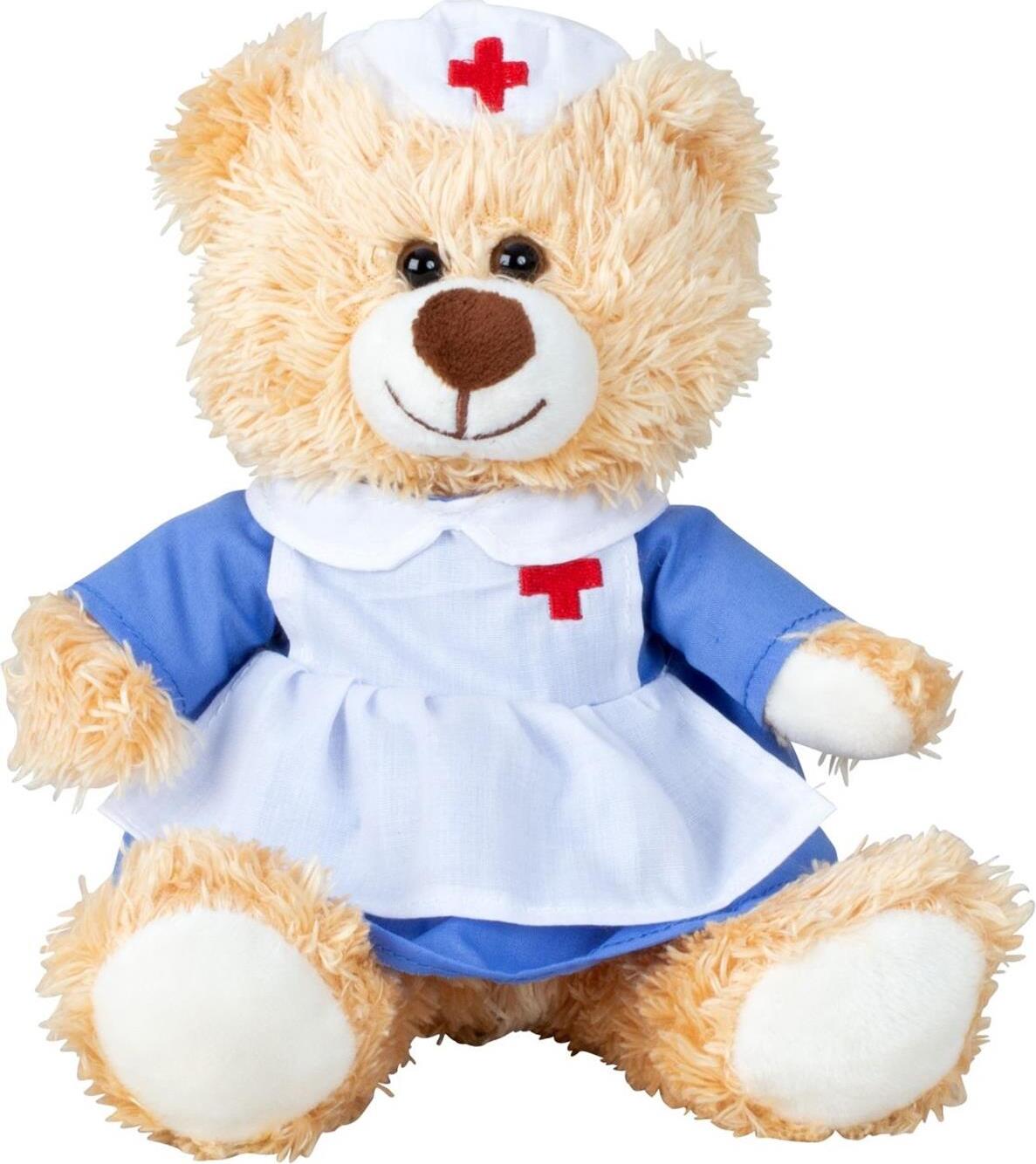 Geschenkestadl Teddybär 17 cm Hellbraun Krankenschwester Kittel
