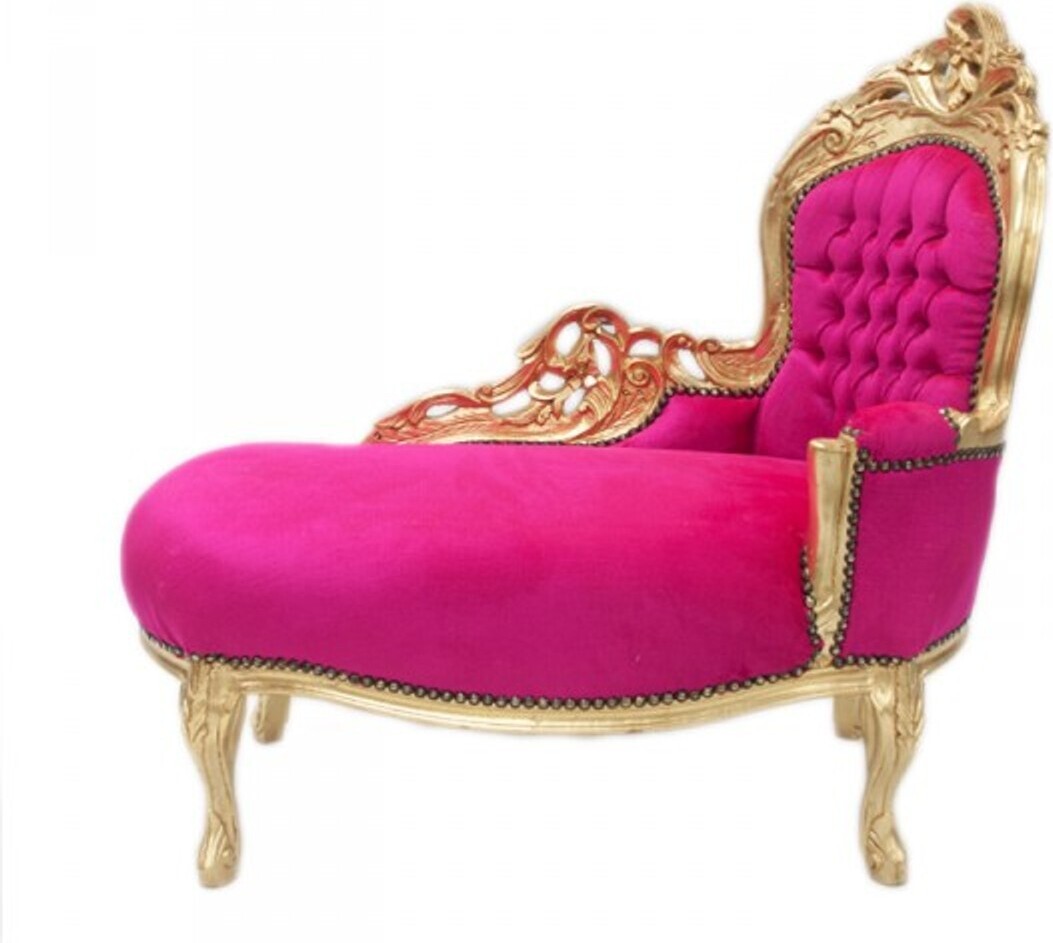 Casa Padrino Barock Kinder Chaiselongue Pink/Gold - Kindermöbel NEW-12044