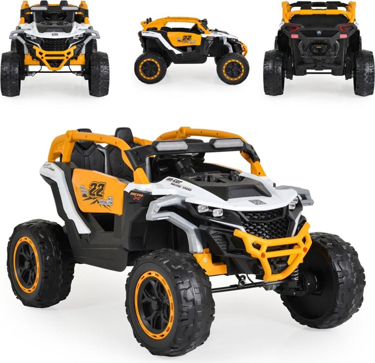 Moni Kinder Elektrofahrzeug SUV Arizona EVA-Reifen Fernbedienung Lichter Musik weiß orange