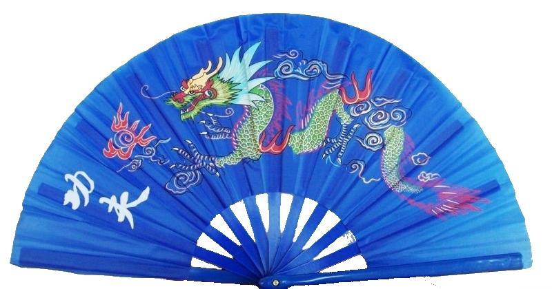 Abouki Art Factory 002 Tai Chi- Kung Fu Asia- Sport- Deko-China- Fächer blau Drache Pvc