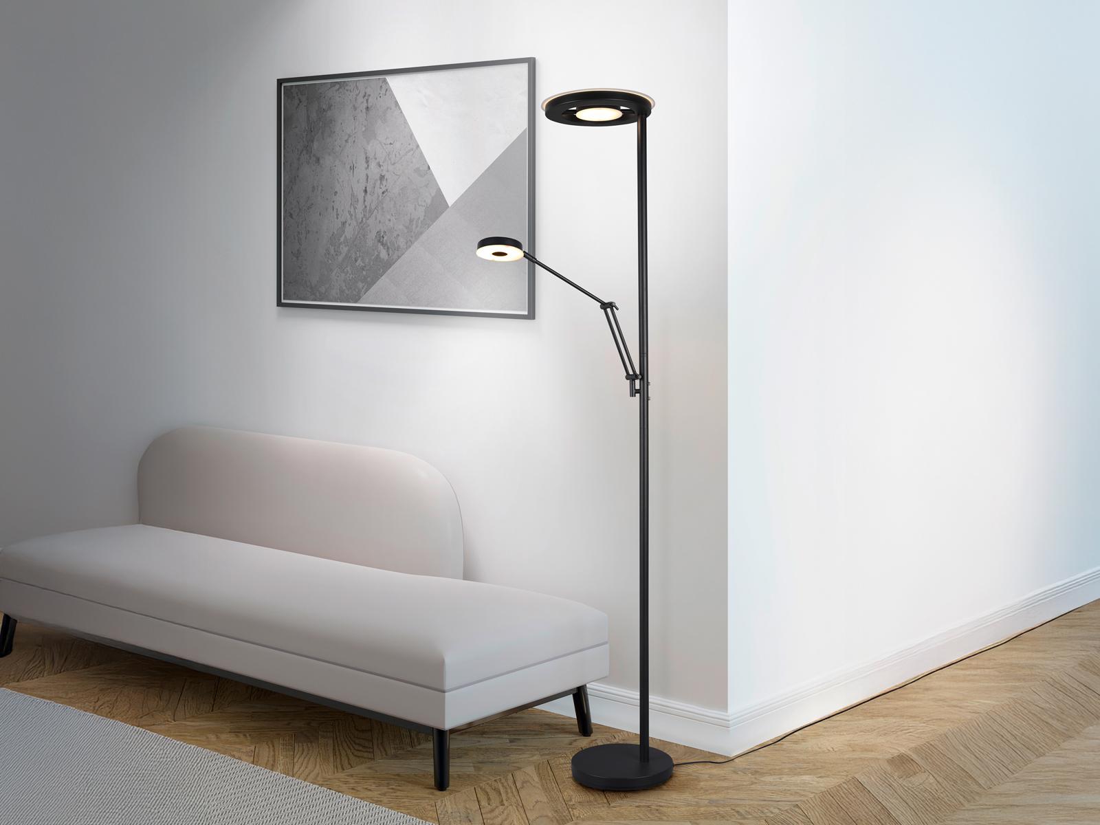 TRIO LED Deckenfluter mit Leselampe Schwarz dimmbar Stehlampen Wohnzimmer Flurlampen 424210332