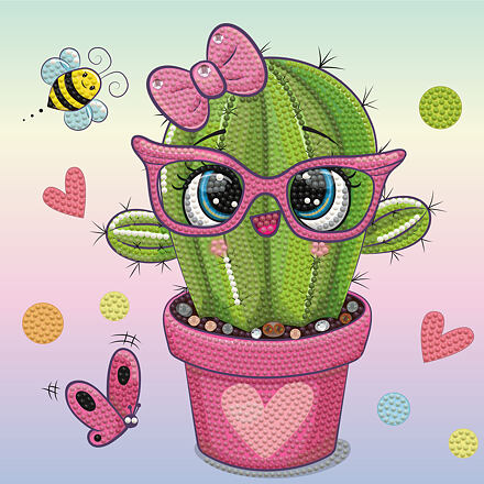 Lowlands Tieflanddotzies Diamantmalerei Pink Cactus DTZ3.013