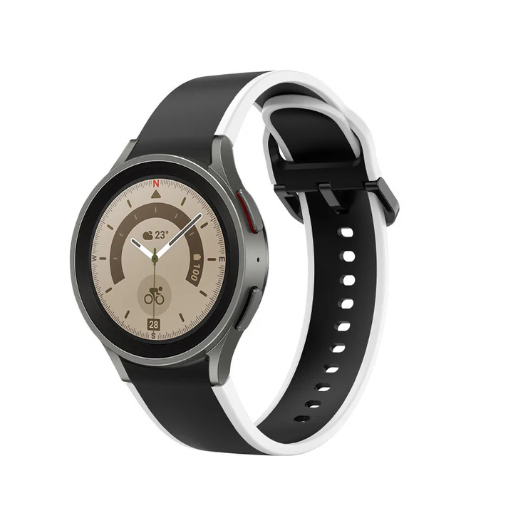 SYSTEM-S 20 mm silikónový remienok pre Samsung Galaxy Watch 5 4 Smartwatch White Black