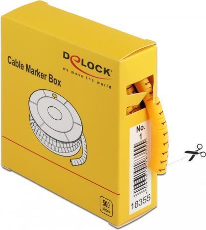 DELOCK Kabelmarker Box, Nr: 1, gelb, 500 Stück