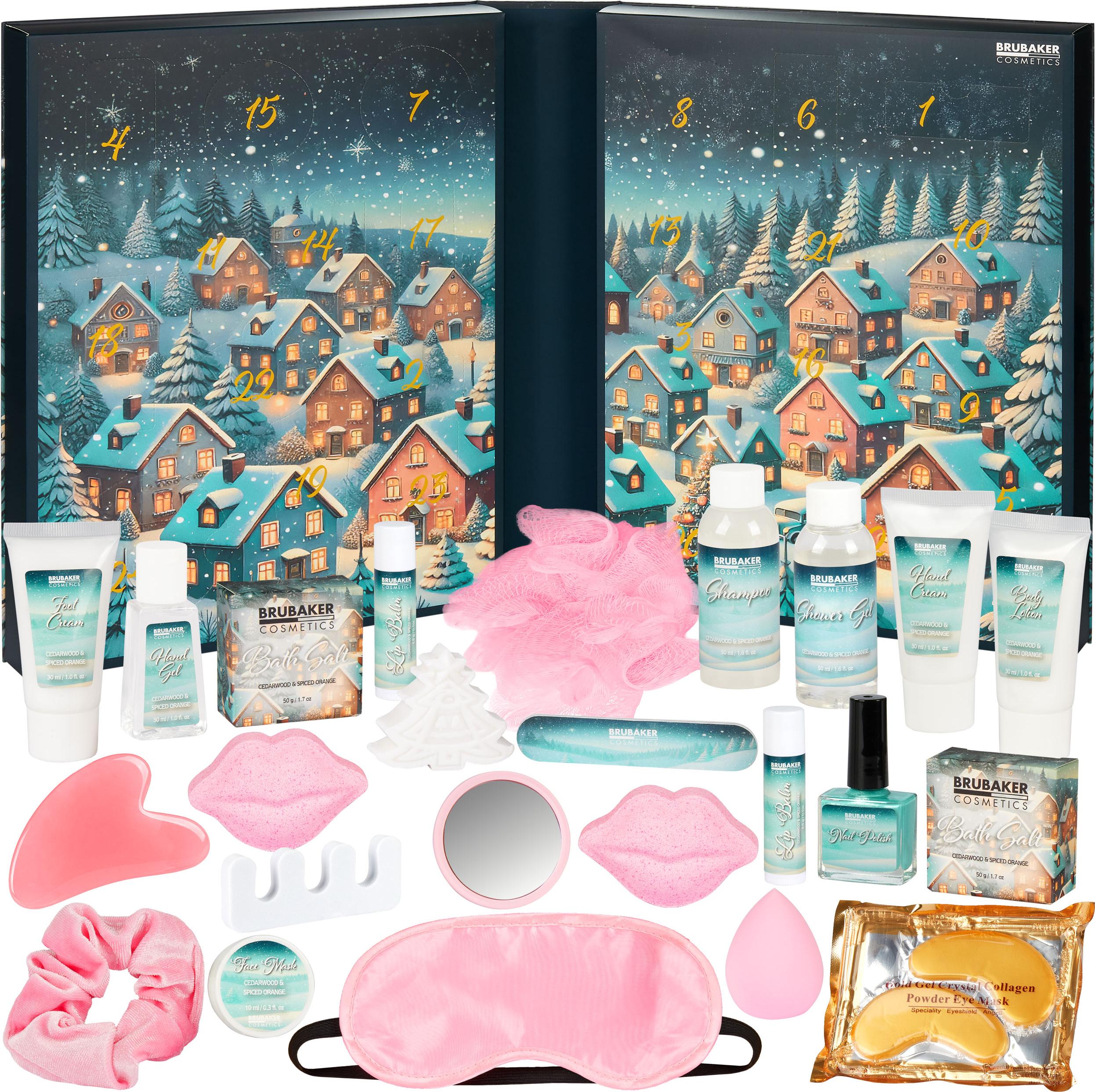 BRUBAKER Cosmetics XXL Beauty Adventný kalendár 2025 - Vianočná dedinka na snehu - veľký wellness vianočný kalendár na rozbalenie - 24 prekvapení