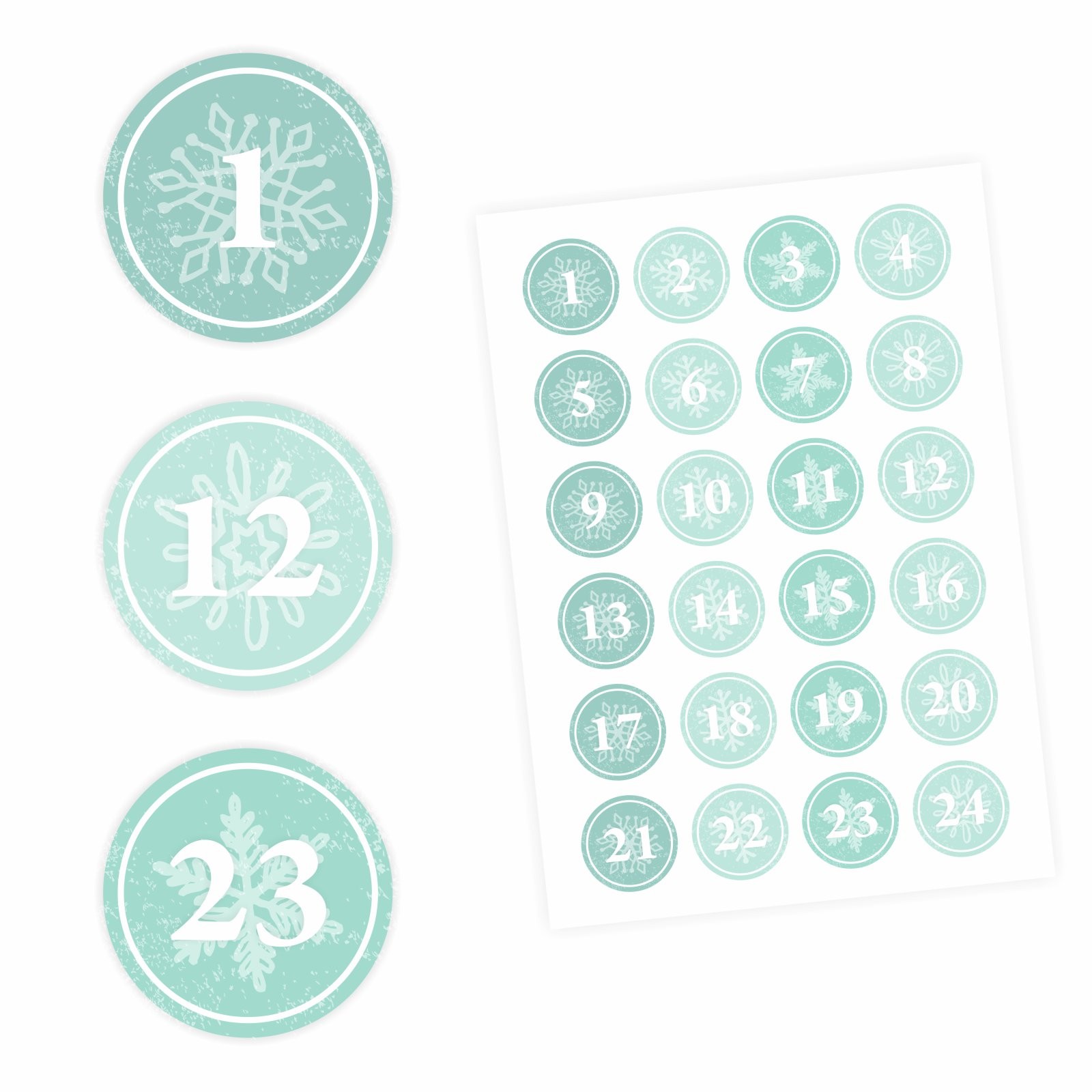 24 Sticker selbstklebende Zahlen Adventskalender Rakete 