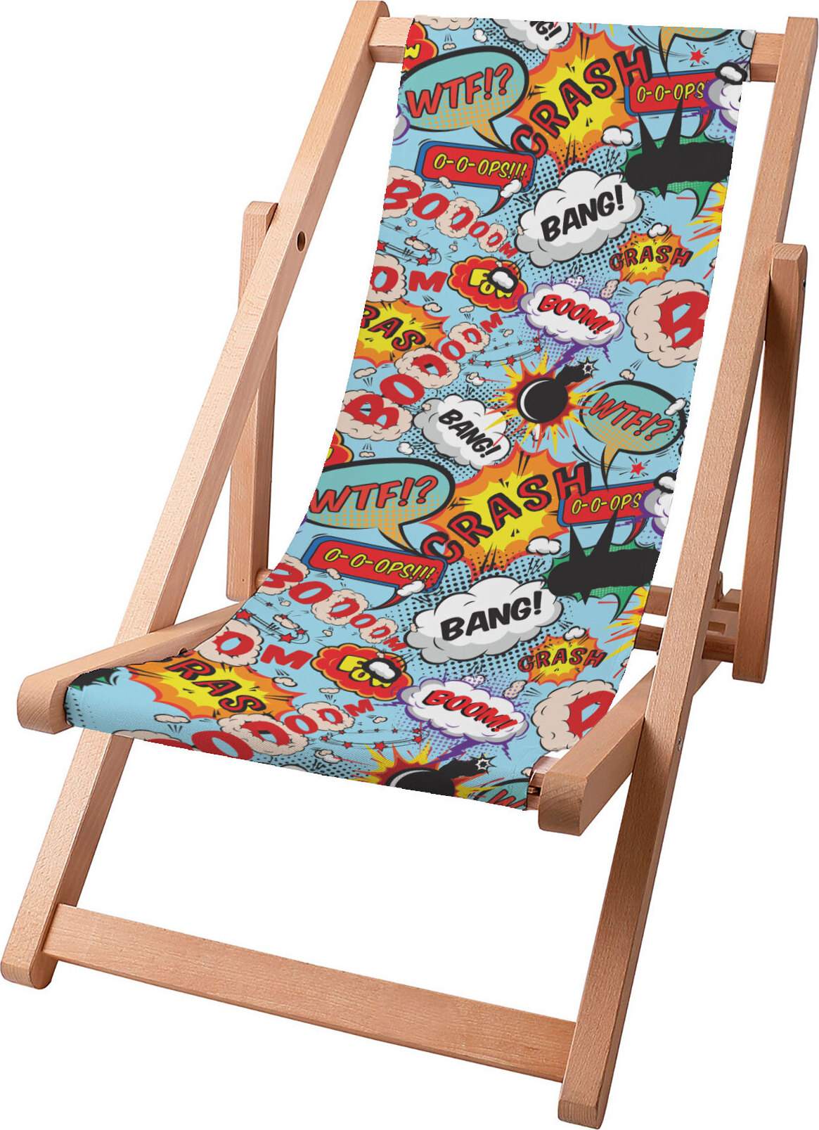 Dreamroots Detské lehátko skladacie drevo, bukové drevo do 130 kg, lehátko skladacie s 3-stupňovým nastavením sklonu operadla, Boom