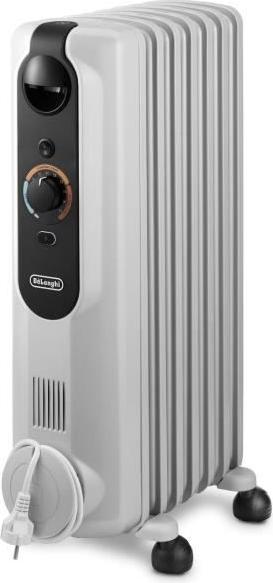 Olejový radiátor, DELONGHI, 1500 W, až 45 m², mobilný, funkcia ochrany proti mrazu, sivý