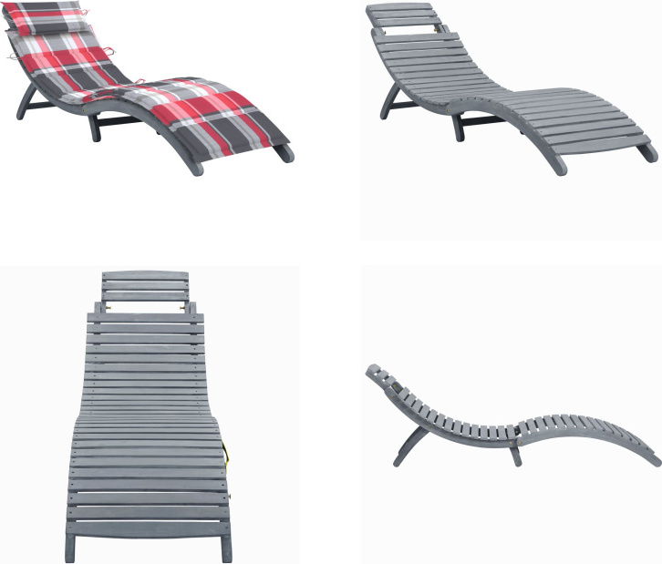 vidaXL Lehátko s vankúšom sivé z masívneho dreva akácie - Lehátko - Lehátko - Ležadlo - Ležadlá