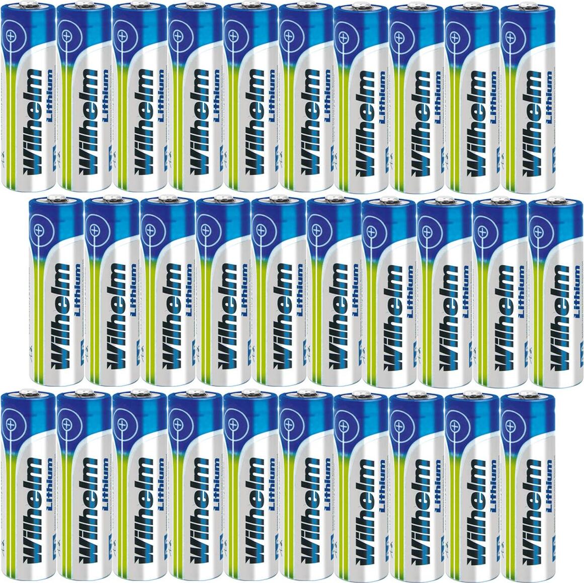30 x Wilhelm Lithium AA Mignon Batterien LR6 1,5V Lithiumbatterie