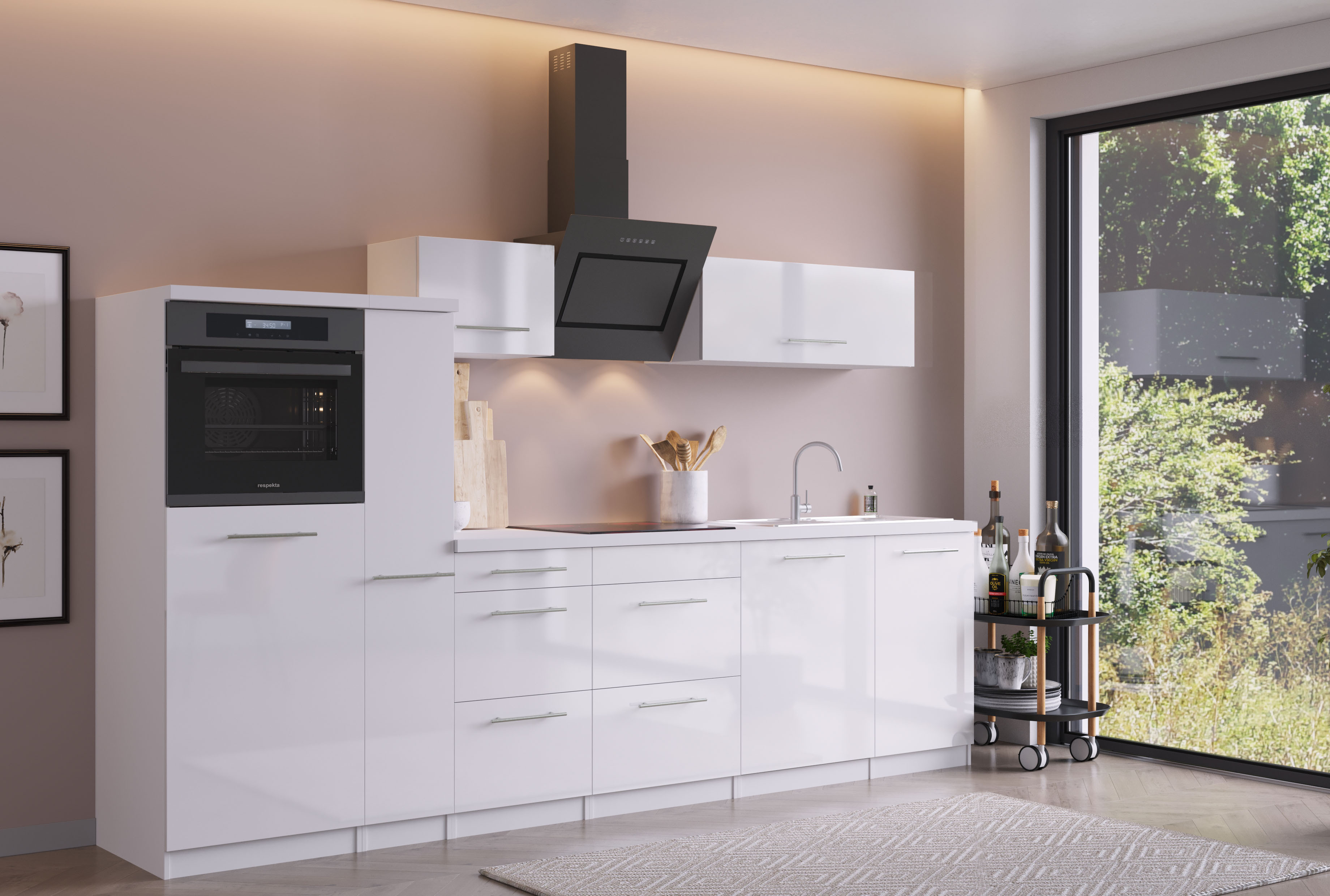Küche Küchenzeile Küchenblock Weiß Amanda 310 cm Respekta Premium RP310HWW42060BA