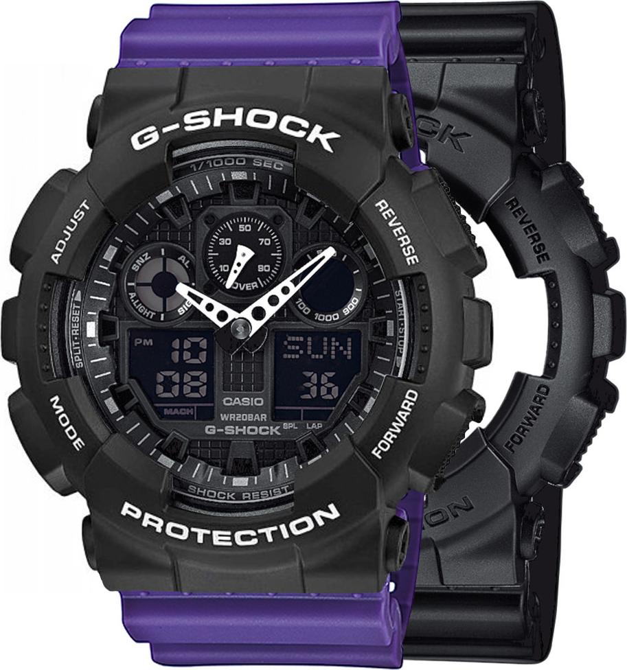Casio G-Shock SET GA-100-1A1ER hodinky + BEZEL 10508136 + BAND 10498156 20BAR