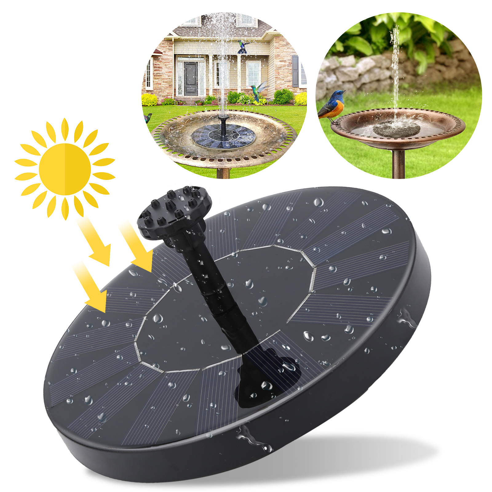 Solárne čerpadlo TolleTour 1,5 W fontána záhradná fontána so 6 štýlmi fontán 190L/h solárne vodné čerpadlo fontána čerpadlo solárne jazierko čerpadlo
