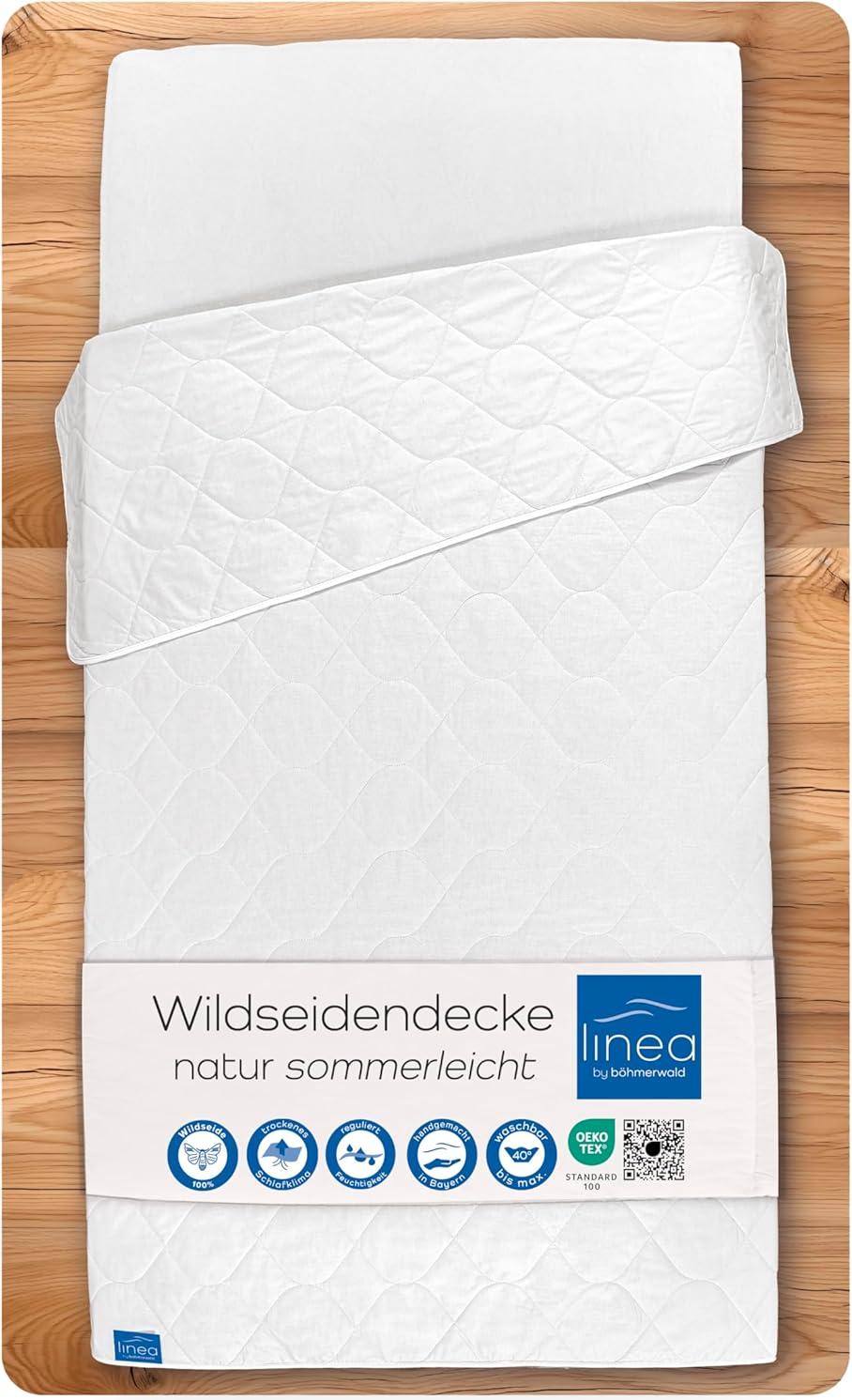 LINEA böhmerwald Natur Bettdecke, 100% Wildseide, Weiß, 155 x 220 cm