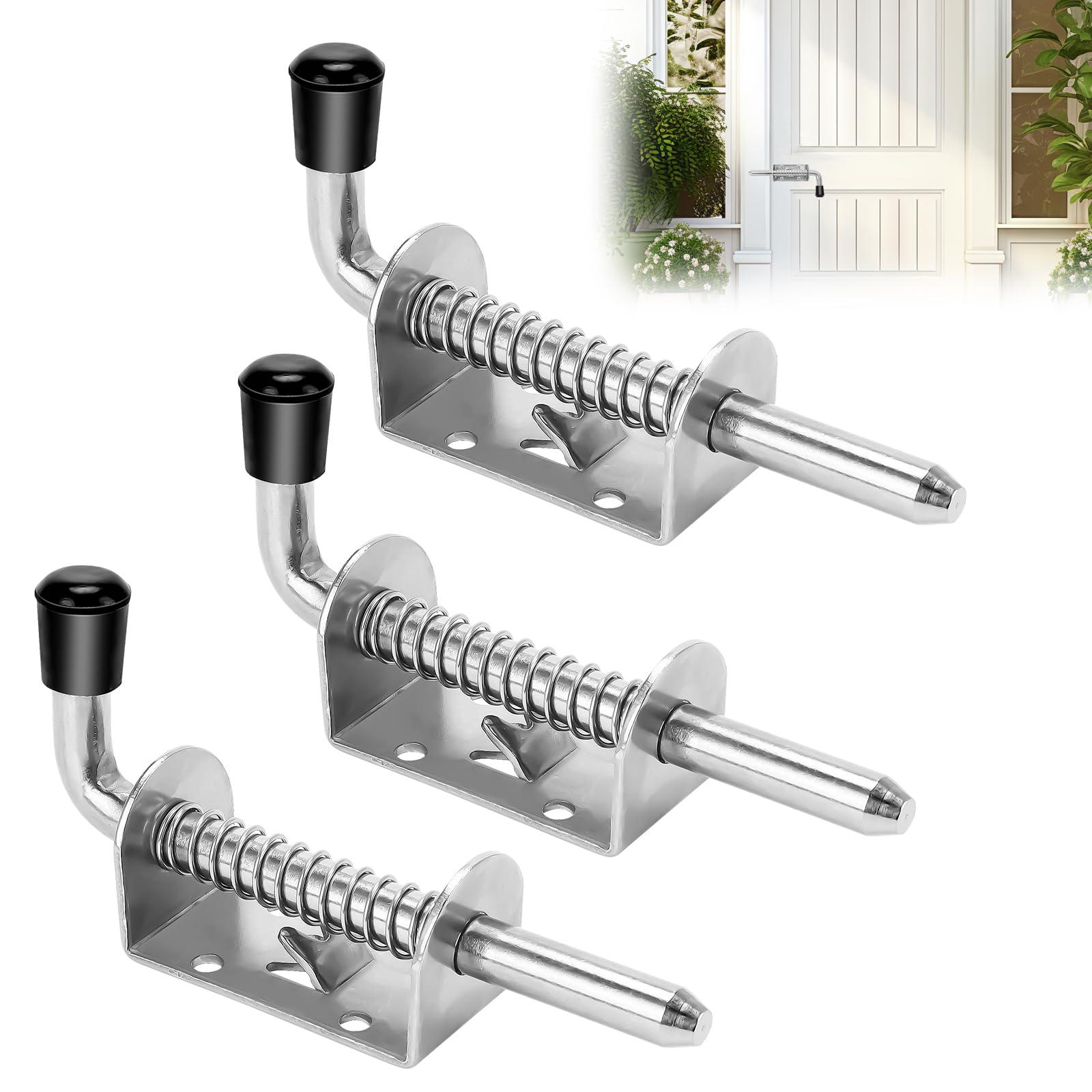 OEM Federbolzen, Edelstahl 304, Torbolzen, Federbolzen mit Gummigriff, Ø10 x 128 mm, Riegel, Schiebebolzen für Scheunentore, Fenster, Garagen
