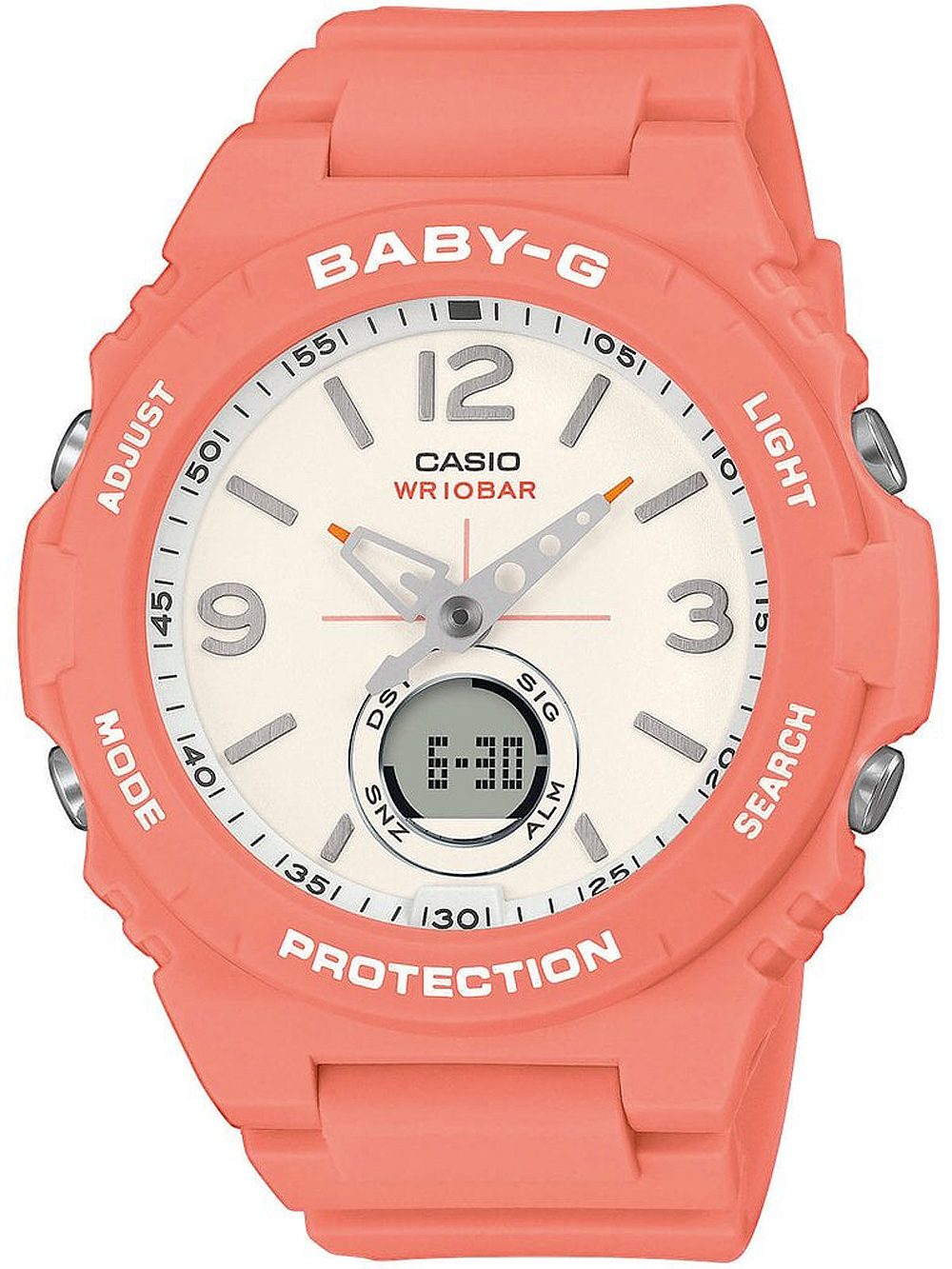 Dámske analógové digitálne hodinky Casio Baby-g - biele | BGA-260-4AER