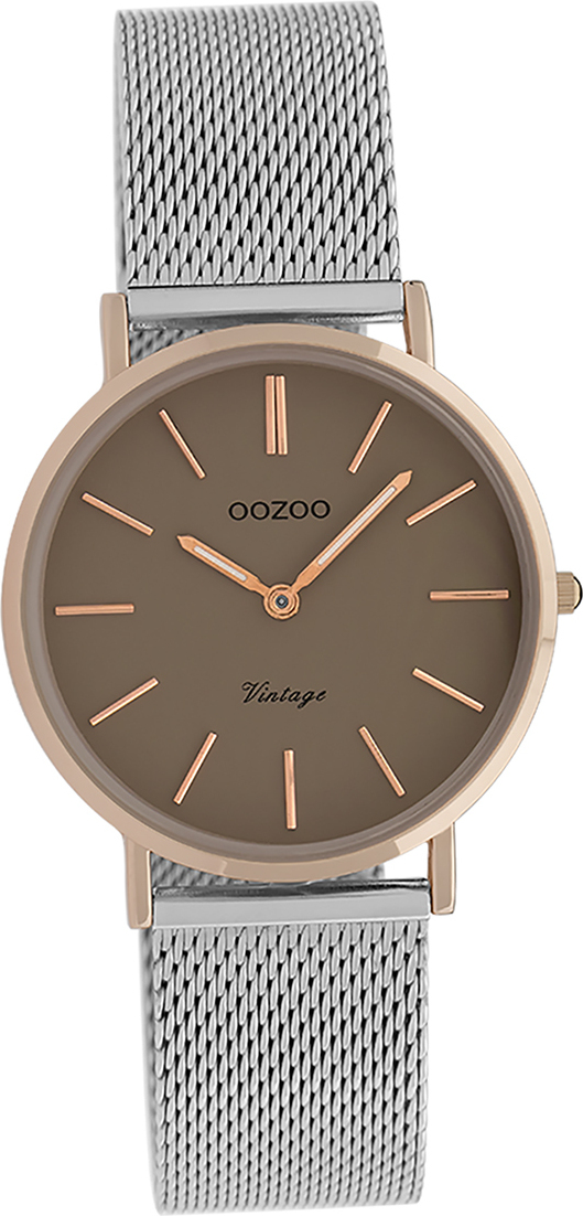 Oozoo Dámske náramkové hodinky Vintage Series analógové kovové strieborné D2UOC20096