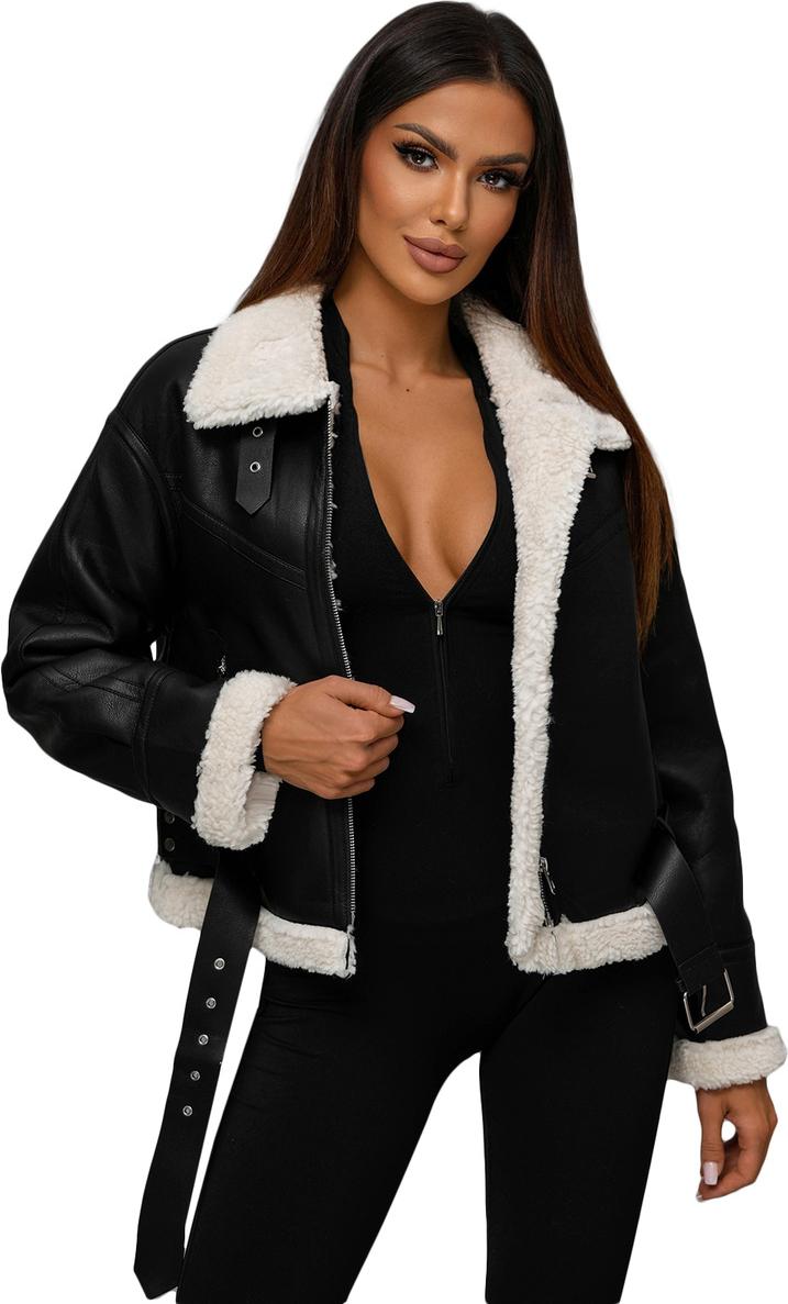 Damen Lederjacke Schwarz OZONEE O/81331Z XXL