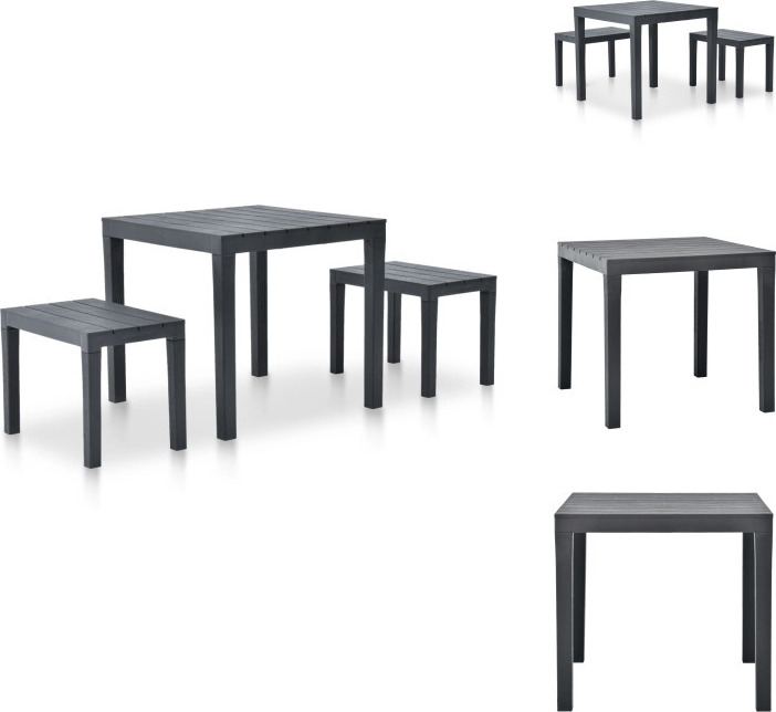 vidaXL Záhradný stôl s 2 lavicami plast antracit - Záhradný nábytok sety