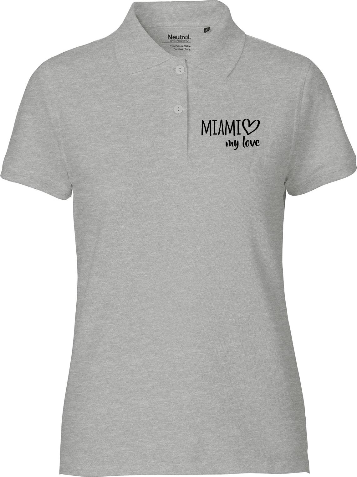 Hellweg Druckerei Huuraa Frauenshirt Miami my love Geschenk Größe S Sport Grey Bio Baumwolle Fairtrade Miami Überraschung 4037DP-S-SGREY