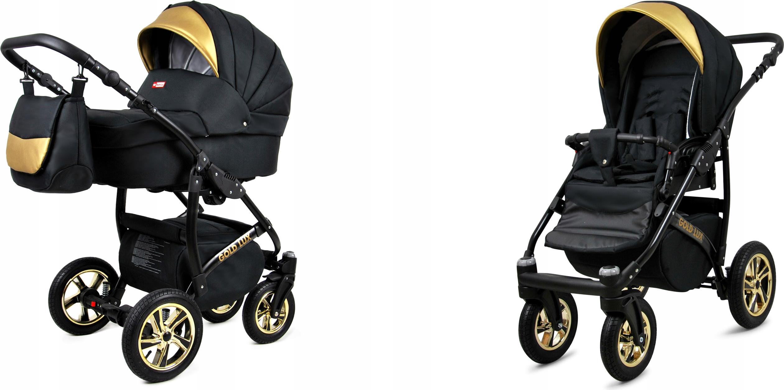 BabyLux Gold Lux | 2in1 Kinderwagen Set | Onyx | Kombikinderwagen | Kinderwagenset | Buggy + Ba