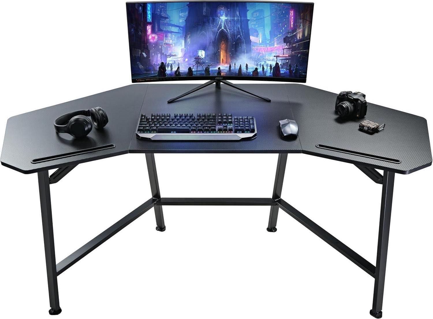 Gaming Tisch 160x74 cm Flügelform Carbonfaser Home Office Studio Live-Streaming