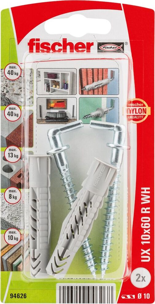 fischer Universaldübel UX 10 x 60 WH mit Winkelhaken 94626