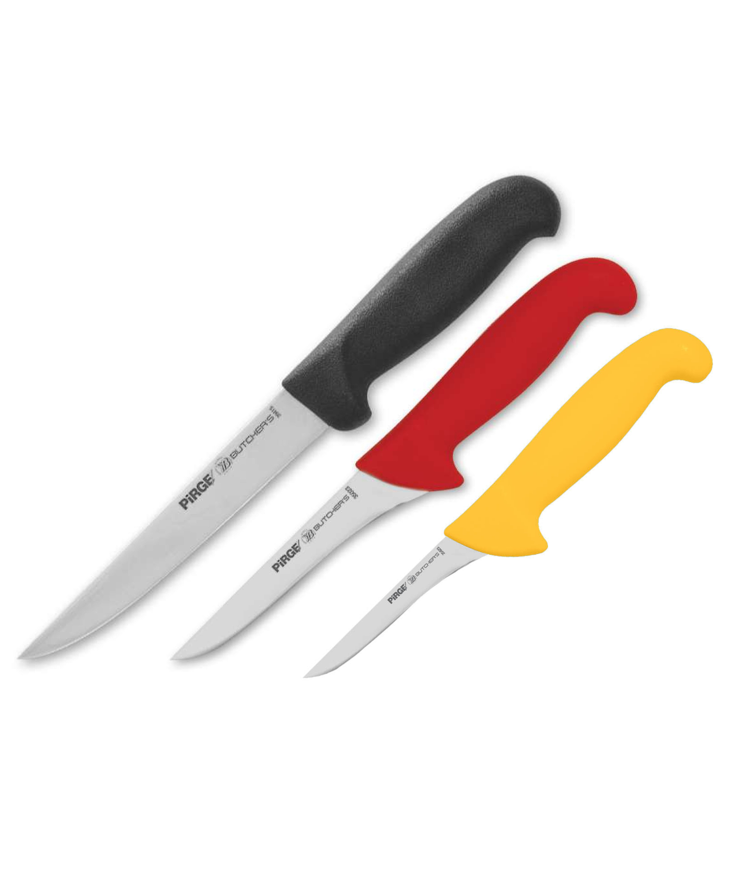 Pirge Butcher's Ausbeinmesser Profi Messer Set 3 TLG - 15 cm und 12,5 cm und 10 cm Ausbeinmesser Set