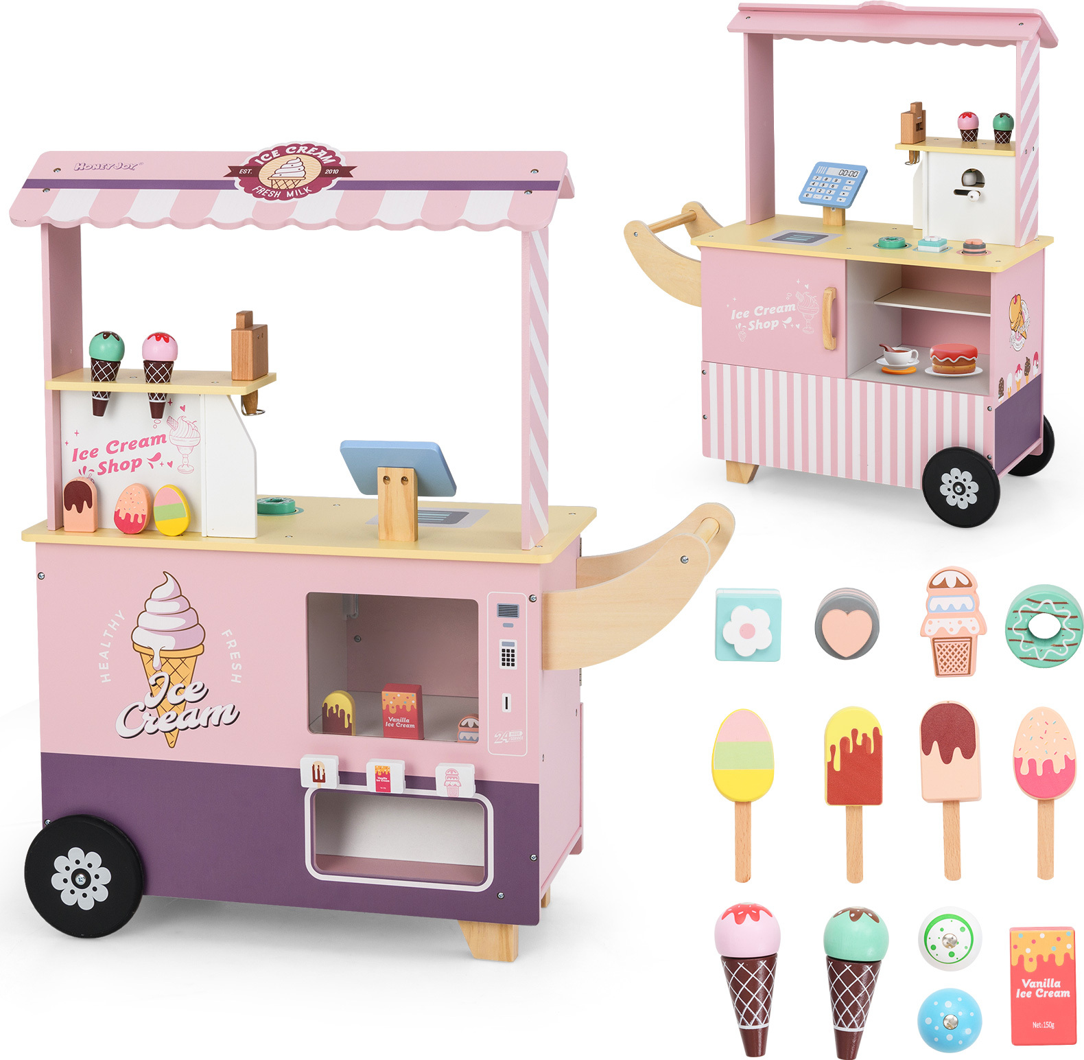 eiswagen spielzeug COSTWAY Eiswagen mit Eiscreme Spielzeug, Eismaschine,