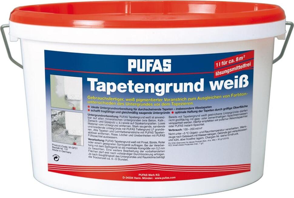 PUFAS Tapetengrund weiß Voranstrich5 Liter NEW-9176