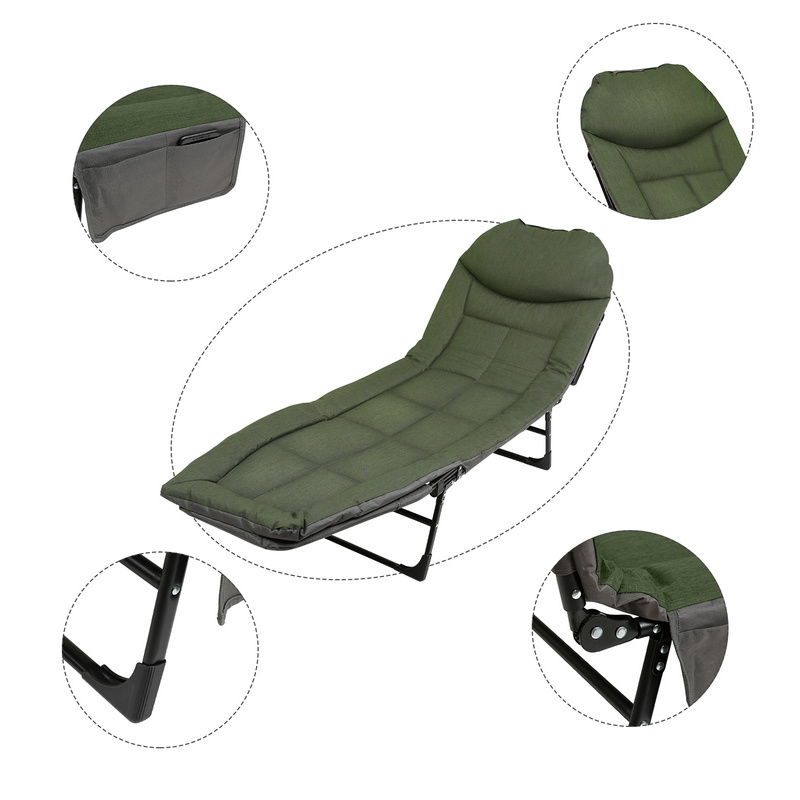 SWANEW Lehátko na kapry Rybárske lehátko XXL 200x64x32cm, zelené skladacie