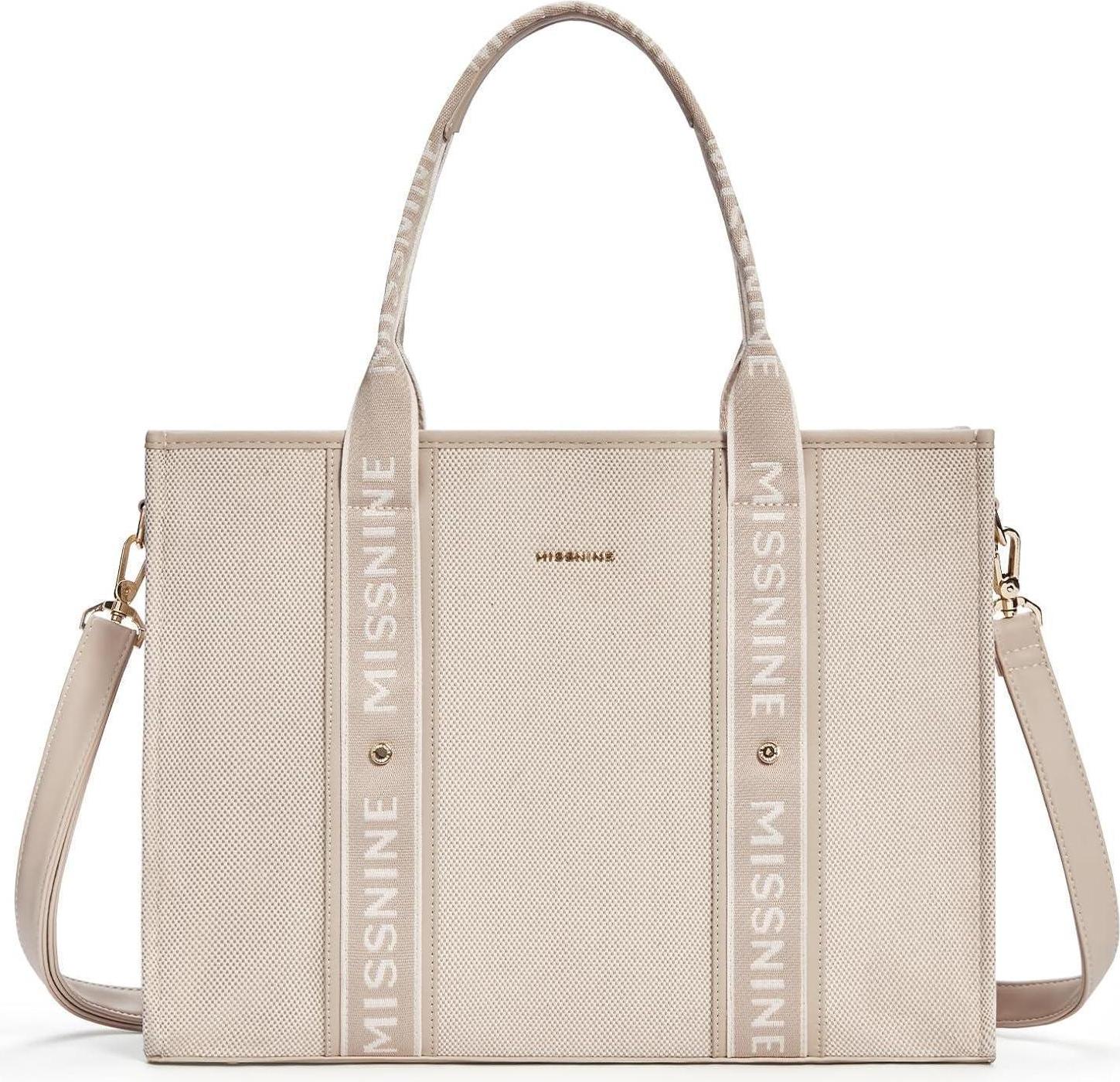Sonstige Missnine Tragetasche Canvas-Laptoptasche 15,6 Zoll Damen Aktentasche Büro Schule Khaki