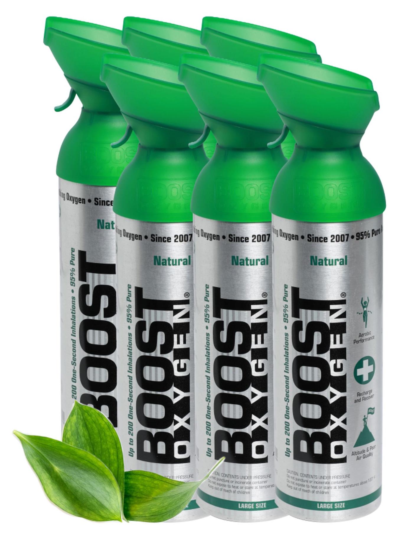 Boost Oxygen Sauerstoffdose 6x9L, 99,5% reiner Sauerstoff, fünffacher Sauerstoffgehalt 1101-06