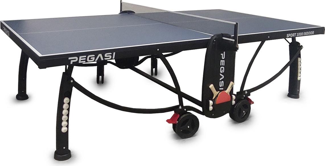 Pegasi Tischtennisplatte 1000 - Indoor Tischtennis - Tischtennistisch - Tischtennistisch Klappbar - Tischtennisplatte Indoor - Faltbare tischtennisplatte - Table Tennis - Table Indoor - Blau PEG-T1000IN-BLUE