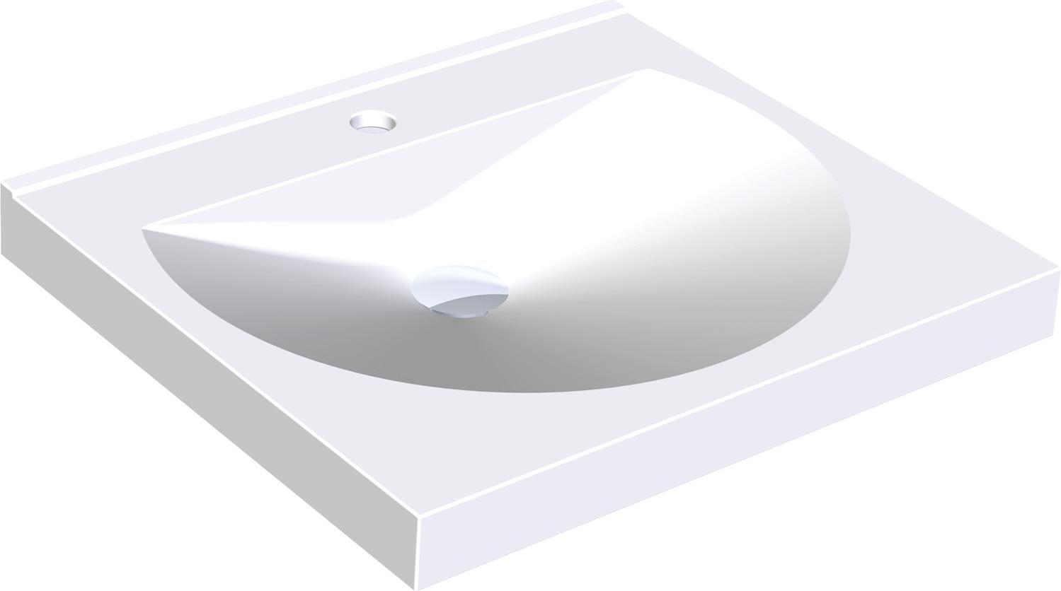 KWC AR Einzelwaschtisch, RONDA, MIRANIT, 600x125x530 mm, Mulde rund, Hahnloch 2000090005