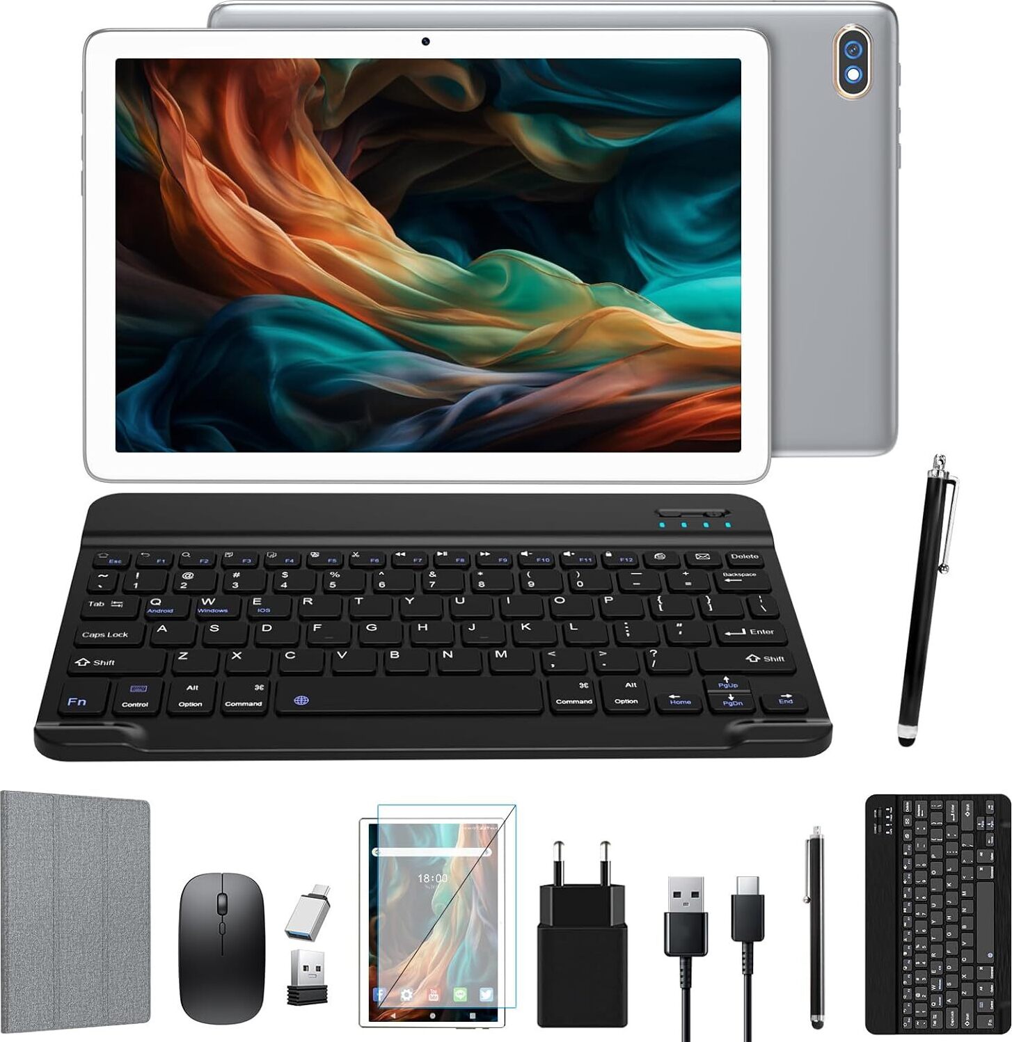 Tablet a puzdro s klávesnicou v balení Tablet (10,1", 128 GB, Android 11, 5G+2,4G WLAN 1,8 Ghz 8 Core 13+8MP GMS tablety s perom)