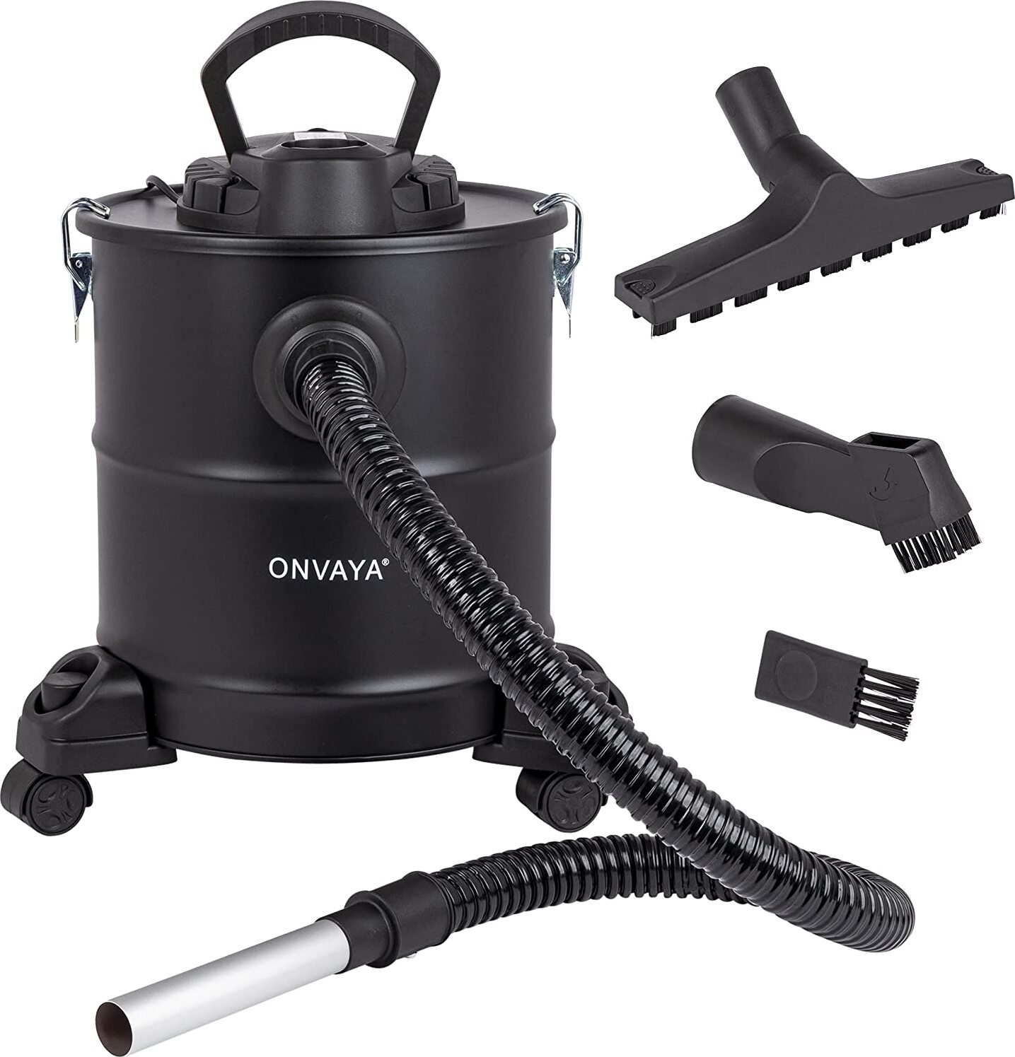 Vysávač popola ONVAYA® | Komínový vysávač | Vysávač na krbové kachle | Vysávač popola na krb, kachle, gril | 1 200 W | s predfiltrom a skladacím filtrom | 20 l zberná nádoba | vrátane funkcie ventilátora