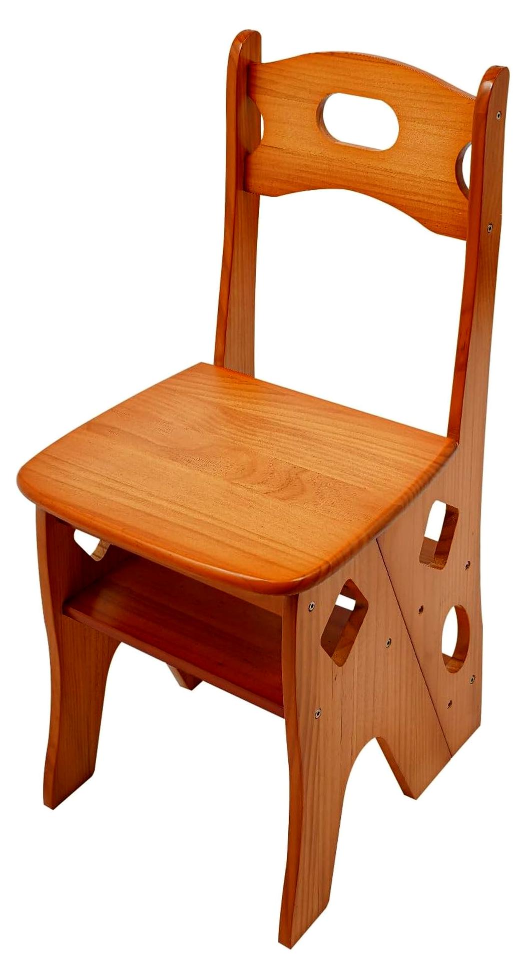 Markenlos Klappbare Bibliotheksleiter aus Holz mit Sicherheitsschloss und 4 Stufen