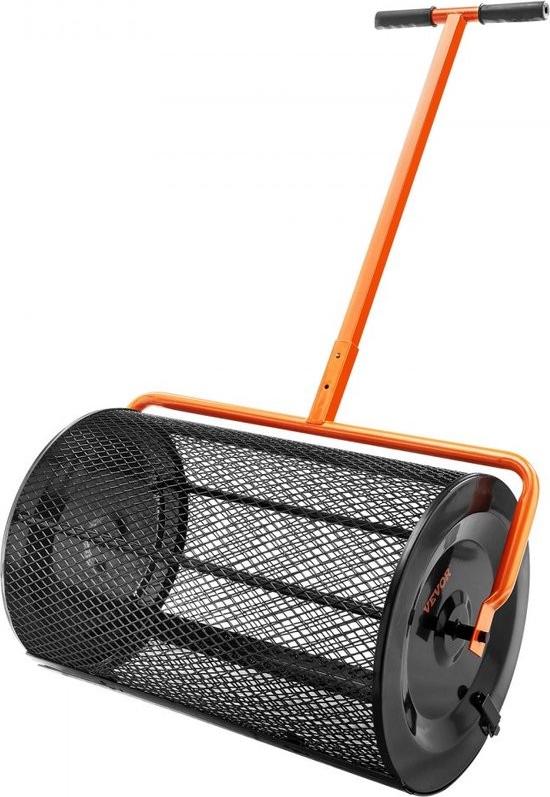 Merkloos Stahl Kompoststreuer Torfmoosstreuer 1.27x2cm Mesh Basket Garten Rasenstreuer Griff Länge einstellbar von 62 bis 67,5cm 61cm Metall Mesh Basket Ideal für Dünger wie Kompost Mist Erde Torfmoos 101249-0