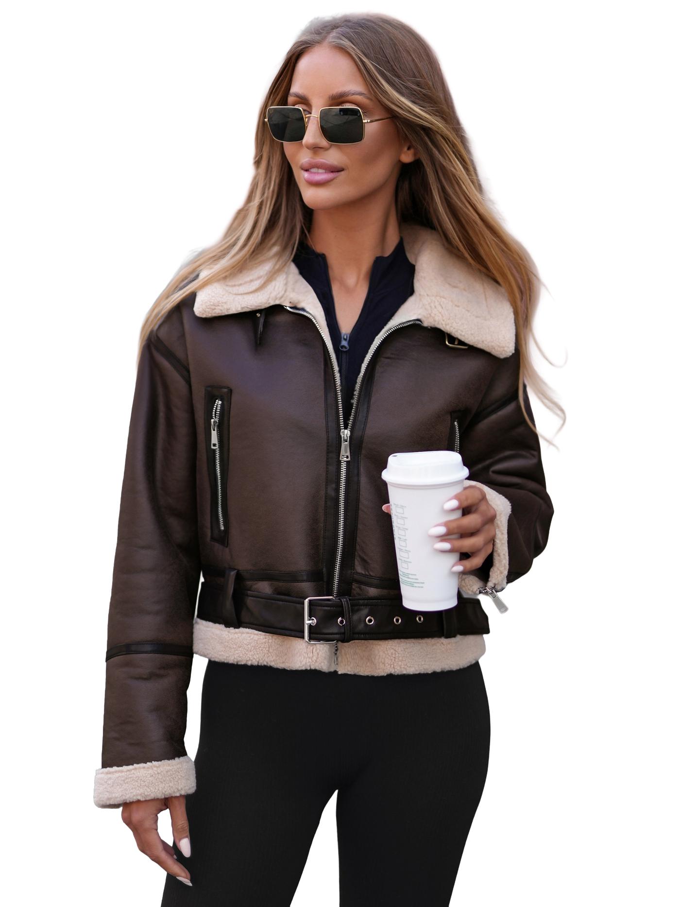 Damen Lederjacke Schokolade OZONEE JS/11Z8256 XL