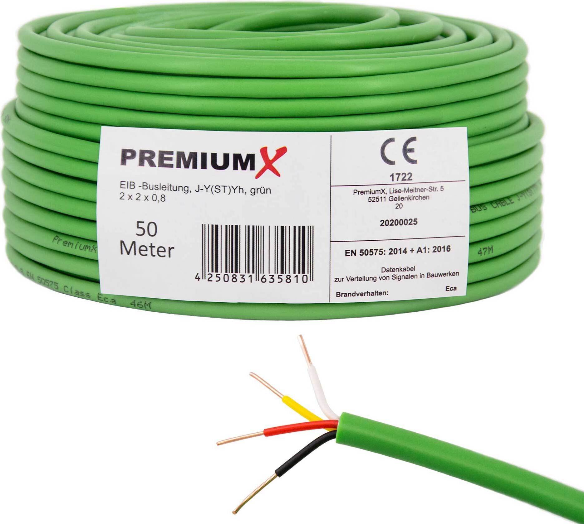 PremiumX 50m EIB KNX BUS-Kabel J-Y(ST)Yh 2x2x0,8 Eca
