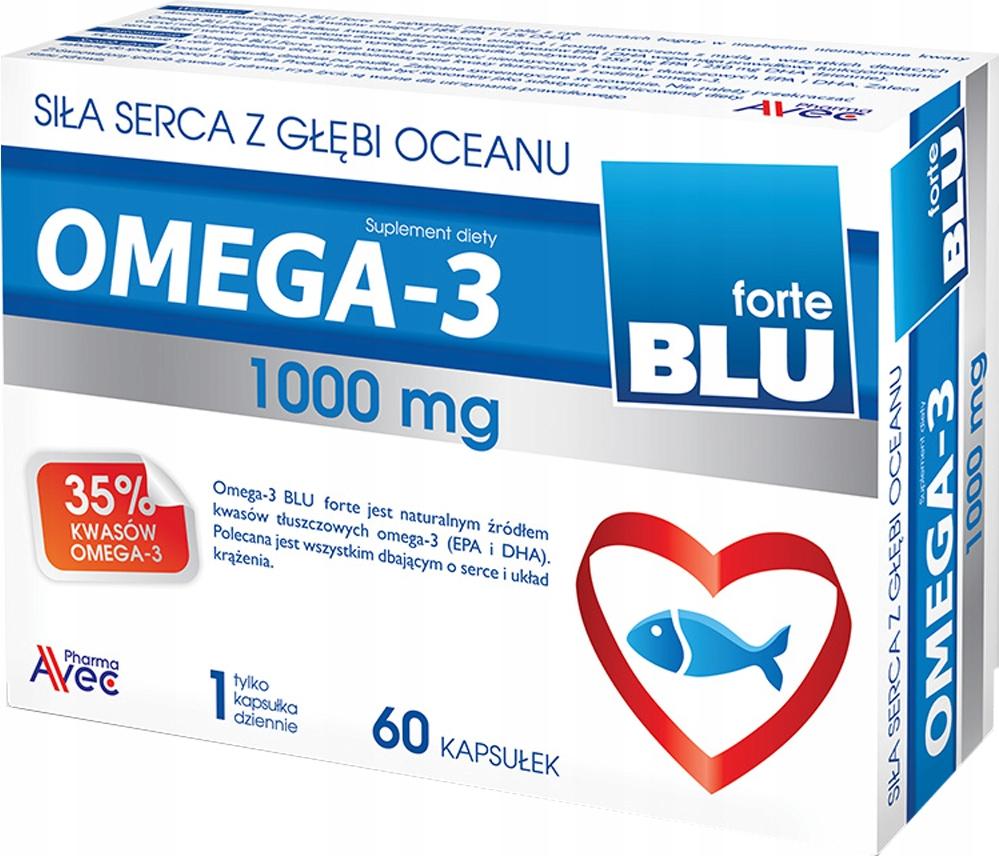 OMEGA 3 Blu Forte 1000 mg FISCHHERZ-OMEGA-SÄUREN Avec Pharma 60 Kapseln.