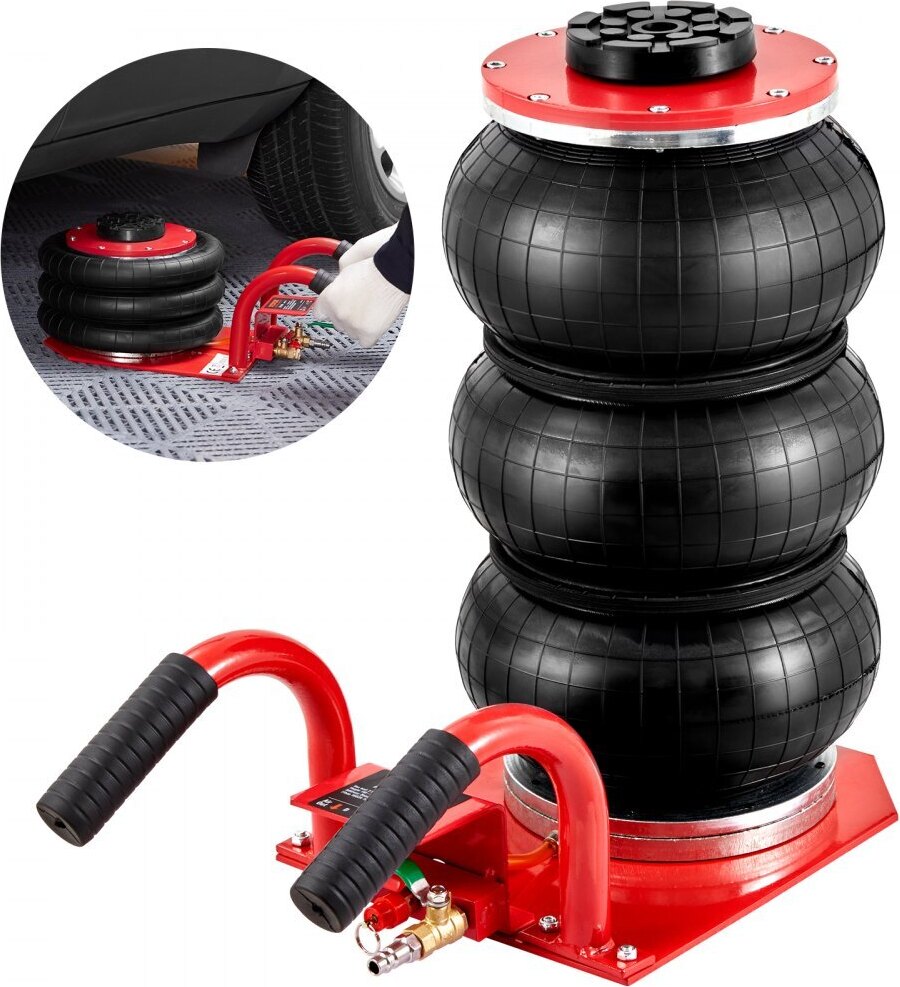 StarTech Luftwagenheber mit Dreifachbeutel Triple Bag Air Jack 3 t - Luftkissenheber 140-450 mm Hubhöhe - 5 Minuten Hubzeit - Kurzgriff - Arbeitssparend - Rot QNQJDSTSDB3T6FRDFV0