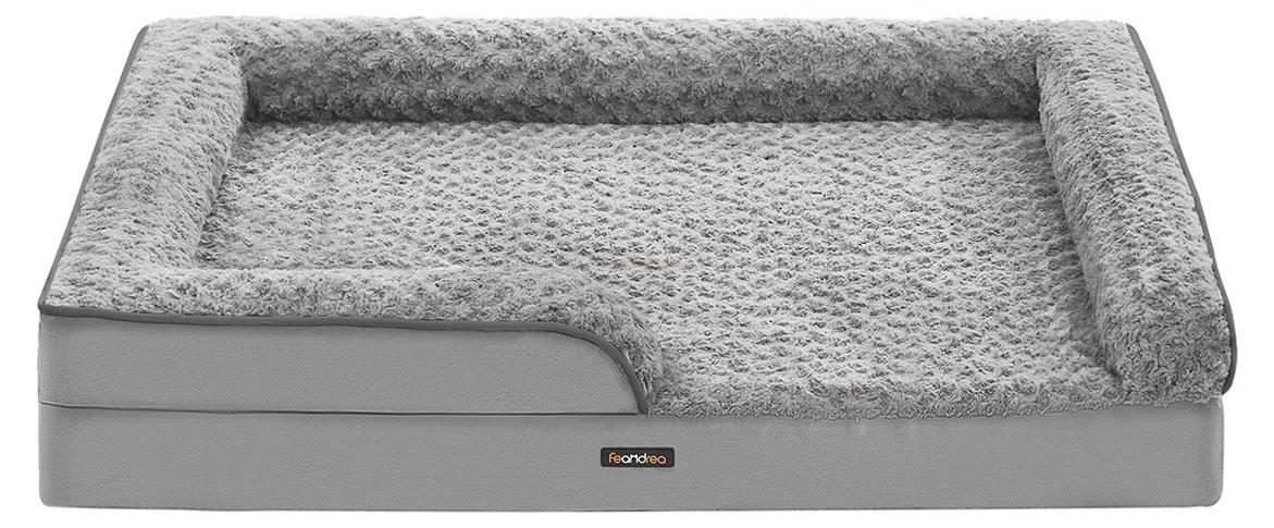BellaFurn Orthopädisches Hundebett – groß – Gelenkunterstützung – 122 x 89 x 18 cm – grau PGW254G01