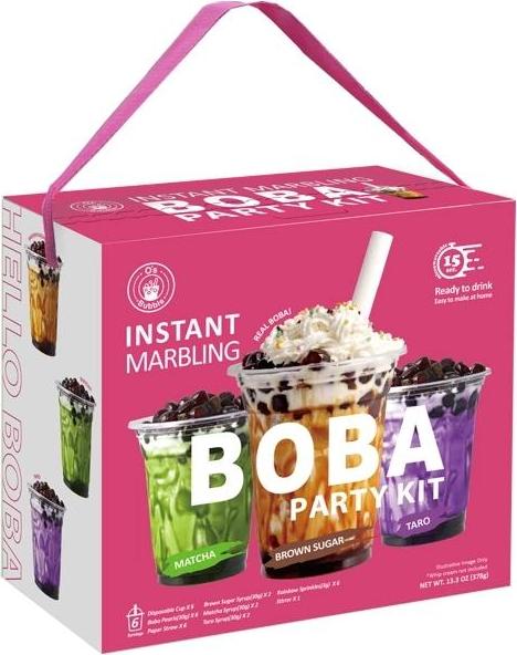 O's Bubble | Instant Marbling Boba Party Kit - 360g - 6 Portionen - Tapiokaperlen - Boba Set 10777