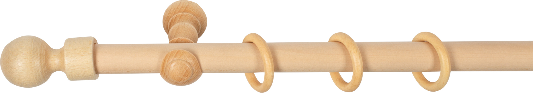 Gardinenstange Cafiro Aus Massivholz - Komplettset 320 Cm Mit Ringen Eiche