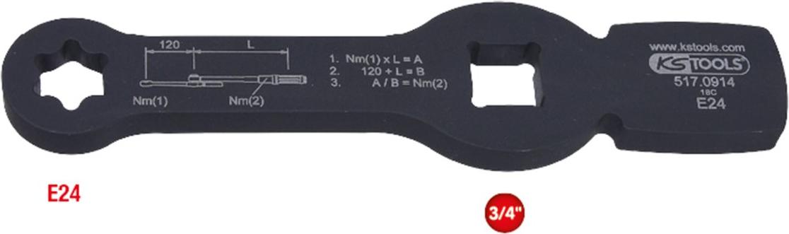 KS Tools 3/4" Schlag-Torx-E-Schlüssel mit 2 Schlagflächen, E24 517.0914