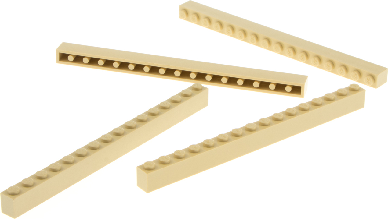 4x Lego Bau Stein abgenutzt 1x16 beige 4295313 4114023 2465
